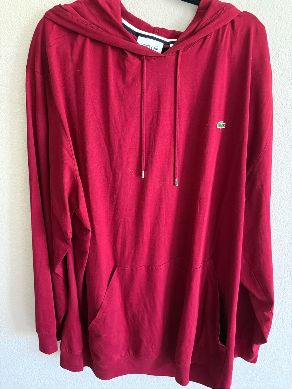 Lacoste Men’s Burgundy Hooded Long-Sleeve Pullover